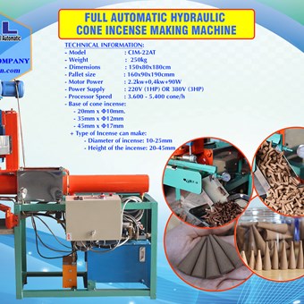 FULL AUTOMATIC HYDRAULIC CONE INCENSE MAKING MACHINE