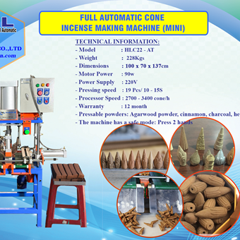 FULL AUTOMATIC CONE INCENSE MAKING MACHINE