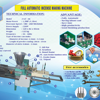 FULL AUTOMATIC INCENSE MAKING MACHINE (PISTON SET24mm, MOTOR 1,5HP)